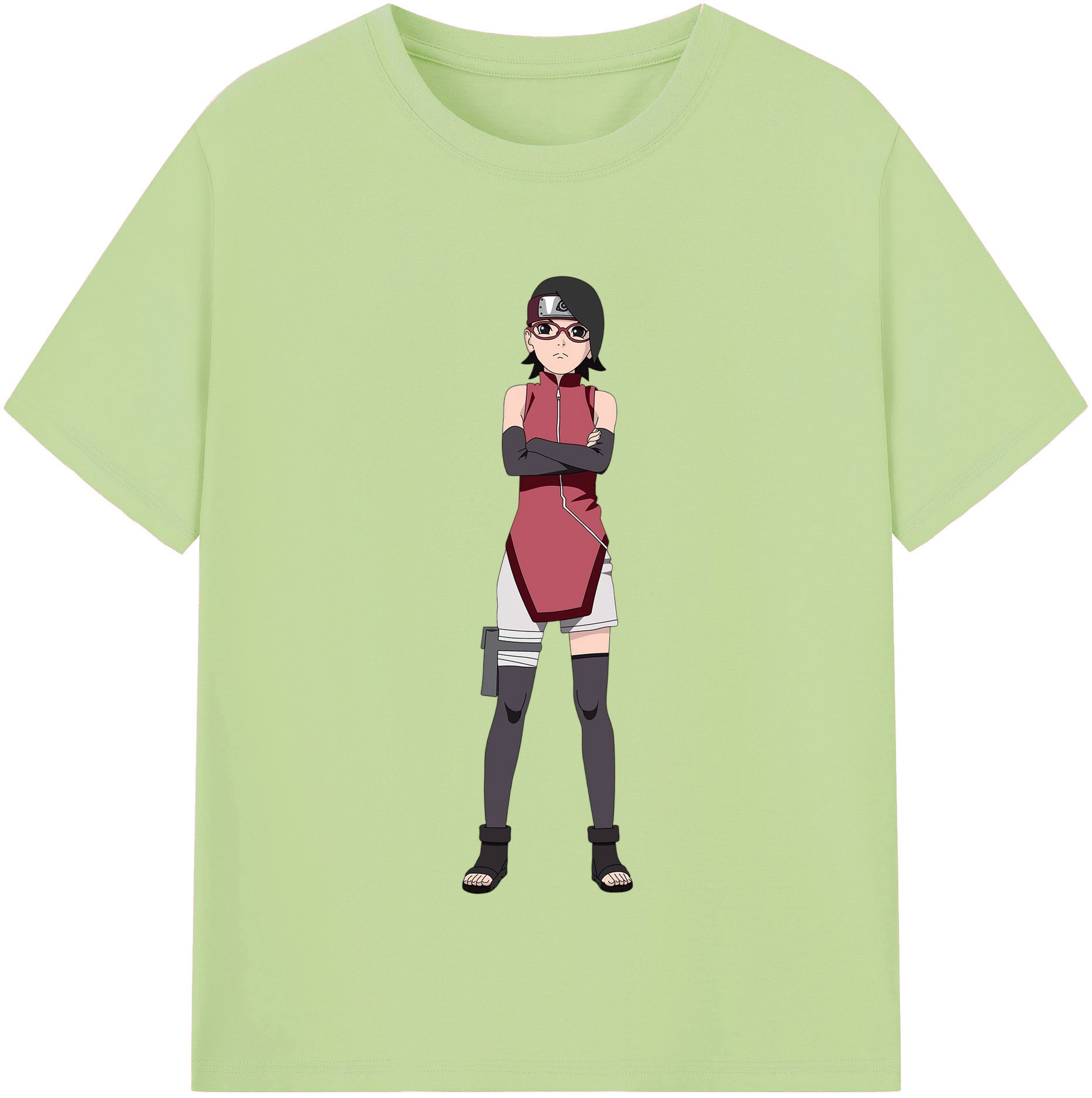 （画像用） NARUTO -ナルト- うちは サラダ Uchiha Sarada 綿100％半袖Tシャツ（フロントプリント）